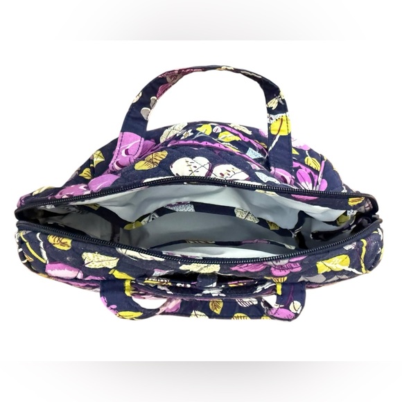 💥2/$15 Vera Bradley floral nightingale navy purple chartreuse wipeable lunchbag - Picture 7 of 10